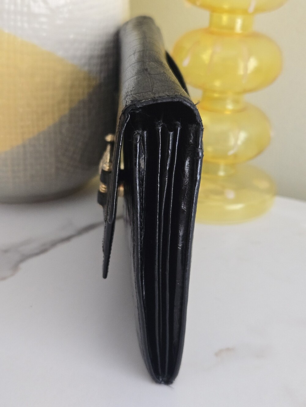 Vintage Gianni Versace Black Croc-Embossed Leather Long Wallet Clutch - Picture 6 of 15